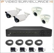 IMPIANTO COMPLETO VIDEOSORVEGLIANZA  IP 4 TELECAMERE E DVR 4Ch FULL HD