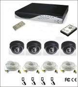 IMPIANTO COMPLETO VIDEOSORVEGLIANZA  TELECAMERE DOME DVR 4ch CON LAN USB