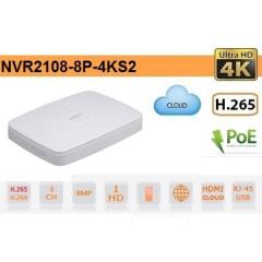NVR 8 CANALI FINO A 8 MEGAPIXEL  MAX 80Mbps  VIDEO COMPRESSIONE H265