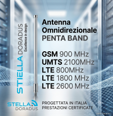 ANTENNA OMNIDIREZIONALE PENTABAND  800 900 1800 2100 2600MHz
