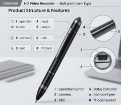 Penna DVR spia 4GB con telecamera HD e motion detect