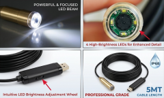 Telecamera Endoscopica USB Impermeabile 5 Metri con LED Regolabili per Ispezioni Professionali