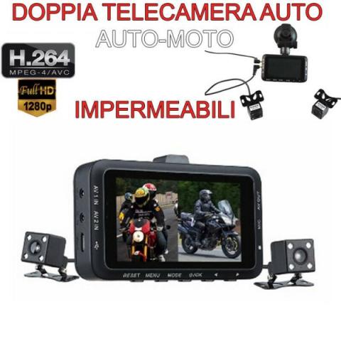 TELECAMERA PER AUTO DUE TELECAMERE 1080P DVR VIDEO CAMERA MOTO VISIONE NOTTURNA