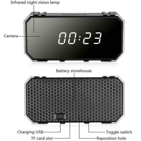 SVEGLIA OROLOGIO TELECAMERA SPIA CAMERA SPIA WIFI SVEGLIA NASCOSTA