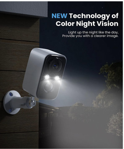 Telecamera Wi-Fi Esterno Batteria Senza Fili,Videocamera Sorveglianza Solare con Visione Notturna Colori,Rilevamento Umano PIR,Conversazione a 2 Vie,Impermeabile IP66