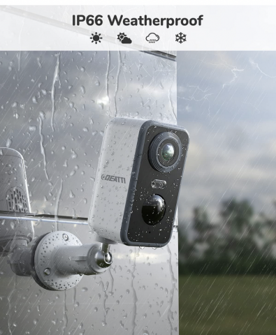 Telecamera Wi-Fi Interno/Esterno Senza Fili a Batteria Videocamera Sorveglianza Interno Rilevatore di Movimento PIR Visione Notturna a Colori Audio a 2 Vie Sirena IP66 SD/Cloud