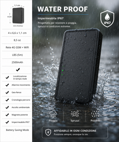 Localizzatore GPS 4G magnetico con app italiana