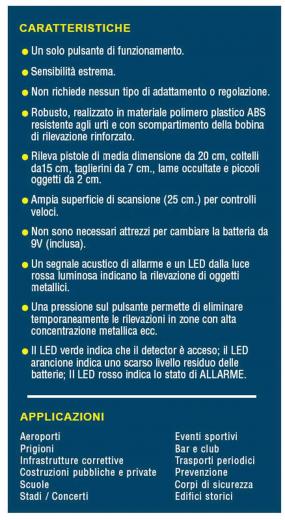 METAL DETECTOR RILEVATORE DI METALLI CONTROLLO INGRESSI STADI E DISCOTECHE