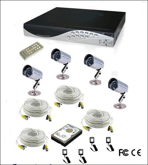 IMPIANTO COMPLETO VIDEOSORVEGLIANZA  TELECAMERE DVR 4ch CON LAN USB AUDIO
