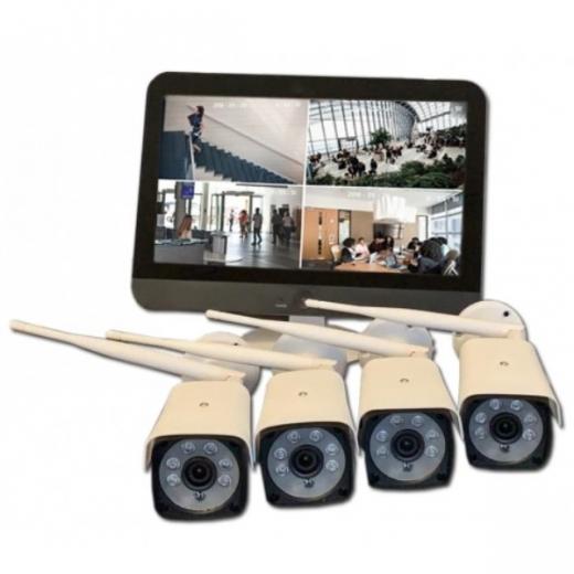 KIT VIDEOSORVEGLIANZA 4 CANALI WIRELESS CON MONITOR 12 POLLICI