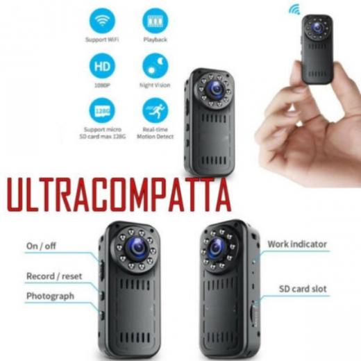 MINI TELECAMERA SPY PROFESSIONALE WIFI INFRAROSSI VISIONE NOTTURNA 128GB