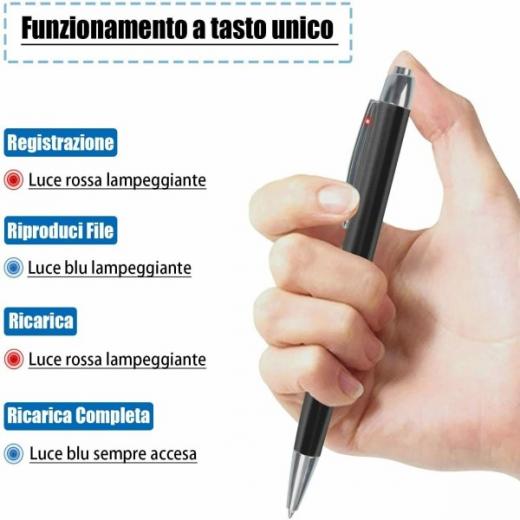 MICRO REGISTRATORE SPY VOCALE AMBIENTALE OCCULTATA IN PENNA USB 16GB