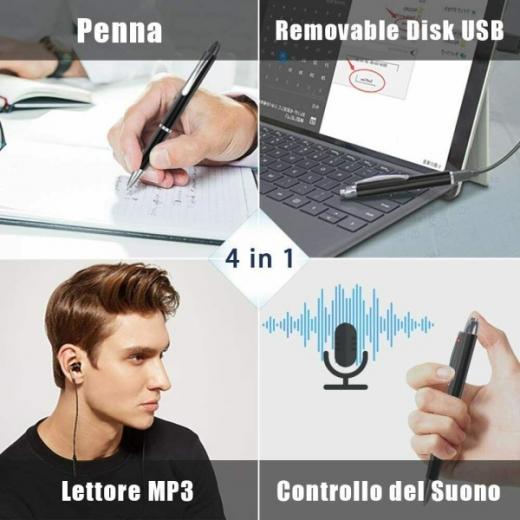 MICRO REGISTRATORE SPY VOCALE AMBIENTALE OCCULTATA IN PENNA USB 16GB