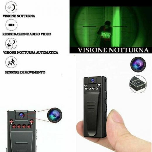 MINI TELECAMERA SPY INFRAROSSI VISIONE NOTTURNA MICROCAMERA INVISIBILE