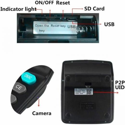 TELECAMERA SPY INFRAROSSI VISIONE NOTTURNA OCCULTATA IN CALCOLATRICE FUNZIONANTE