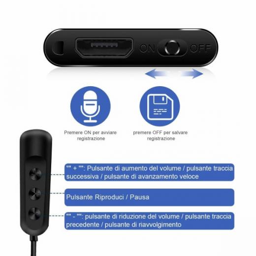MICRO REGISTRATORE SPIA AUDIO ATTIVAZIONE VOCALE 8 GB SPY MINI AMBIENTALE USB