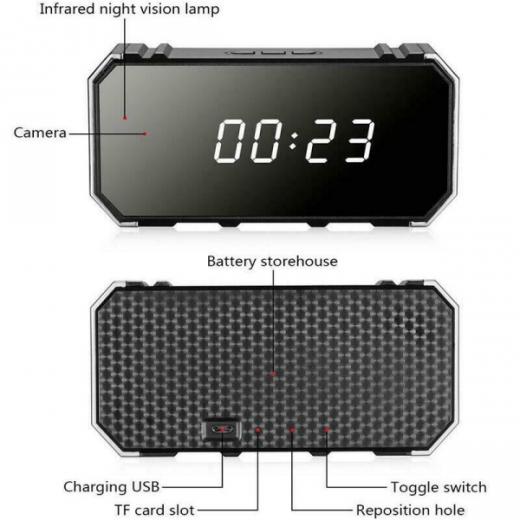SVEGLIA OROLOGIO TELECAMERA SPIA CAMERA SPIA WIFI SVEGLIA NASCOSTA