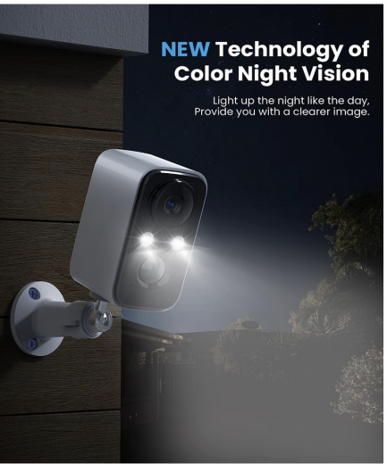 Telecamera Wi-Fi Esterno Batteria Senza Fili,Videocamera Sorveglianza Solare con Visione Notturna Colori,Rilevamento Umano PIR,Conversazione a 2 Vie,Impermeabile IP66