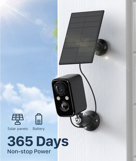 Telecamera Wi-Fi Esterno Batteria Senza Fili,Videocamera Sorveglianza Solare con Visione Notturna Colori,Rilevamento Umano PIR,Conversazione a 2 Vie,Impermeabile IP66