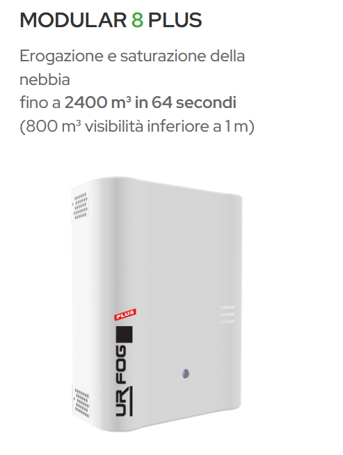 Nebbiogeno UR Fog MODULAR 8 PLUS con pompa FOG STORM e caldaia a LAYER fino a 2400 mt cubi in 64 secondi