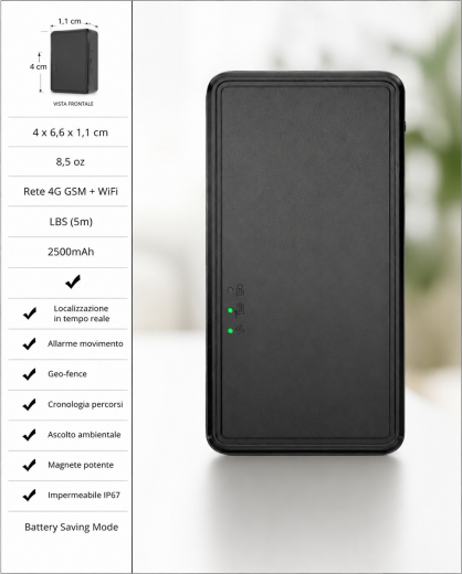 Localizzatore GPS 4G magnetico con app italiana