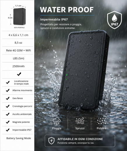 Localizzatore GPS 4G magnetico con app italiana