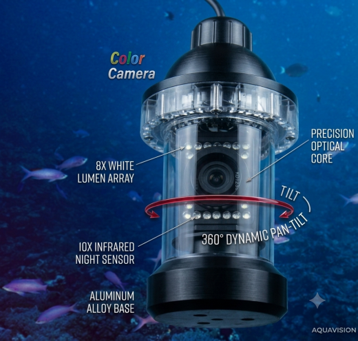 Telecamera subacquea per pesca con monitor 7" HD, cavo 50 m e DVR 600TVL