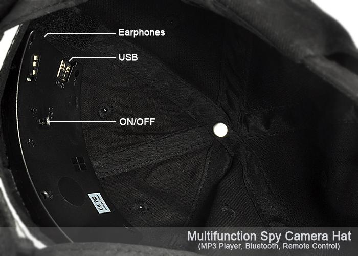 CAPPELLO BERRETTO CON MICROCAMERA E DVR BLUETOOTH MP3