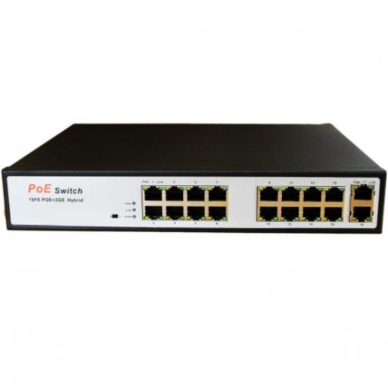 SWITCH DESKTOP 18 PORTE RJ45 PLUG E PLAY SWITCH 16 POE  ZERO CONFIGUFRAZIONI