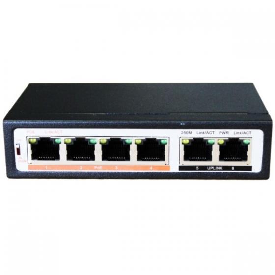 SWITCH DESKTOP 6 PORTE RJ45 PLUG E PLAY  SWITCH 4 POE  ZERO CONFIGURAZIONI