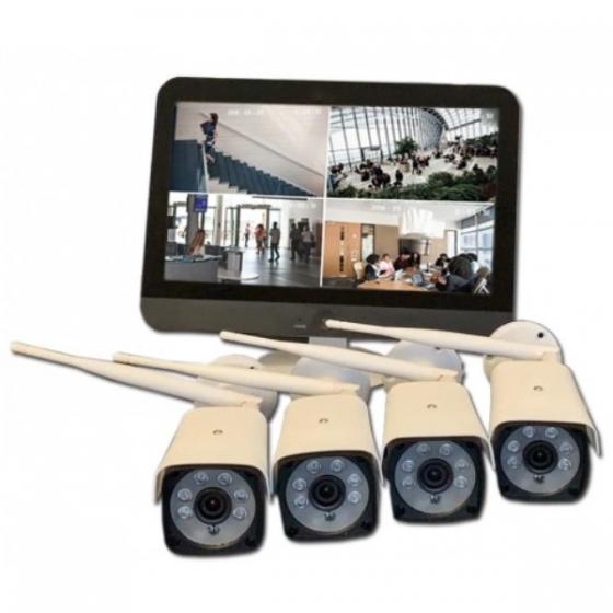 KIT VIDEOSORVEGLIANZA 4 CANALI WIRELESS CON MONITOR 12 POLLICI