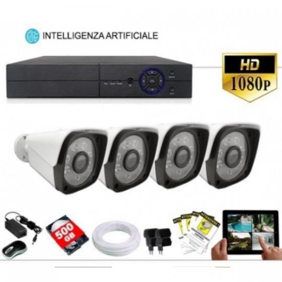 KIT VIDEOSORVEGLIANZA FILARE CON TELECAMERE DIGITALI ALTA DEFINIZIONE  4 CANALI