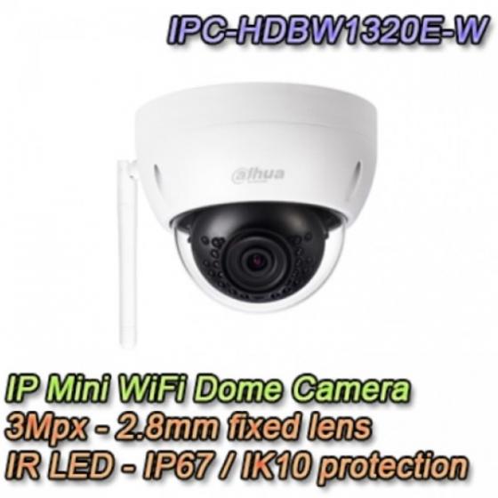 TELECAMERA WIRELESS MINI DOME IP 3MP 2 8MM  DAHUA  IPC HDBW1320E W