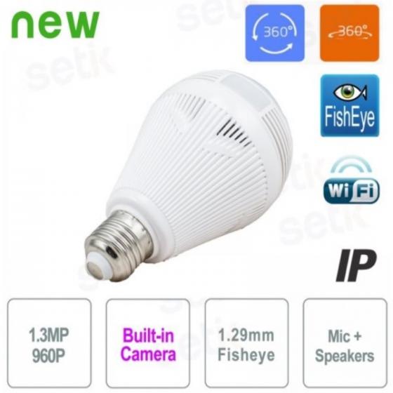 TELECAMERA IP WIFI LAMPADINA 960P IR PANORAMICA