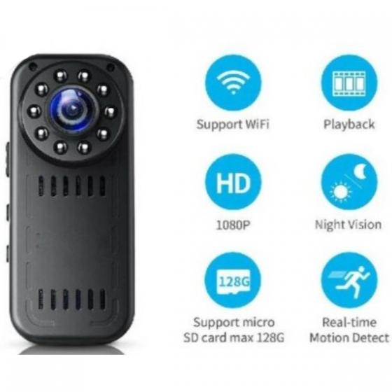 MINI TELECAMERA SPY PROFESSIONALE WIFI INFRAROSSI VISIONE NOTTURNA 128GB