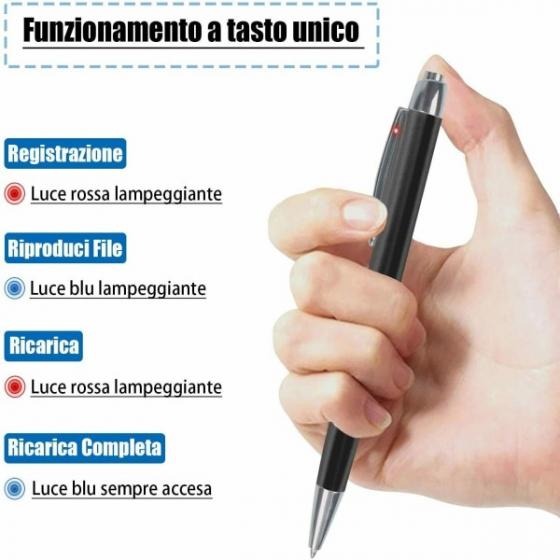 MICRO REGISTRATORE SPY VOCALE AMBIENTALE OCCULTATA IN PENNA USB 16GB