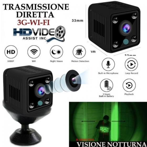 MINI TELECAMERA SPY PROFESSIONALE WIFI 3G 4G 2P2 INFRAROSSI VISIONE NOTTURNA