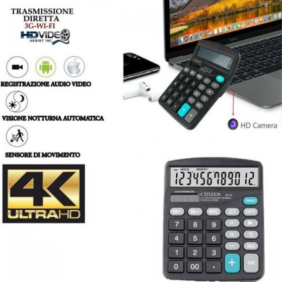 TELECAMERA SPY INFRAROSSI VISIONE NOTTURNA OCCULTATA IN CALCOLATRICE FUNZIONANTE