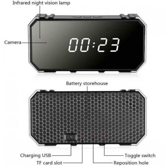 SVEGLIA OROLOGIO TELECAMERA SPIA CAMERA SPIA WIFI SVEGLIA NASCOSTA