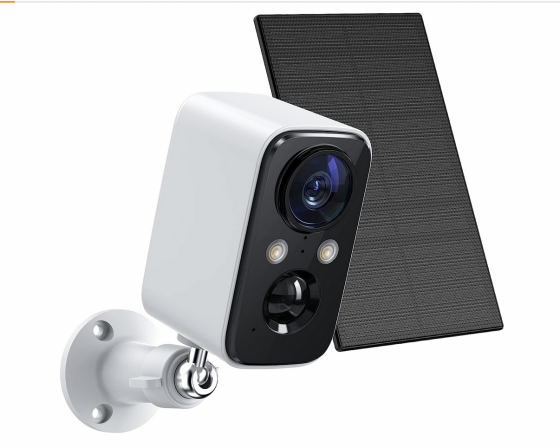 Telecamera Wi-Fi Esterno Batteria Senza Fili,Videocamera Sorveglianza Solare con Visione Notturna Colori,Rilevamento Umano PIR,Conversazione a 2 Vie,Impermeabile IP66