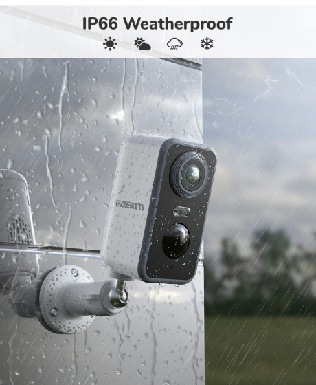 Telecamera Wi-Fi Interno/Esterno Senza Fili a Batteria Videocamera Sorveglianza Interno Rilevatore di Movimento PIR Visione Notturna a Colori Audio a 2 Vie Sirena IP66 SD/Cloud