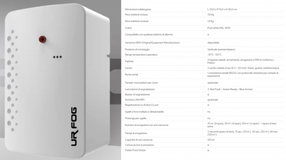 Nebbiogeno UR Fog BAT 300 a batteria emissione fino a 100 metri cubi in 60 secondi zero consumi di energia
