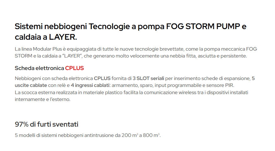 MODULAR 5 PLUS UR Fog Nebbiogeno Antifurto Professionale 1500 mt cubi
