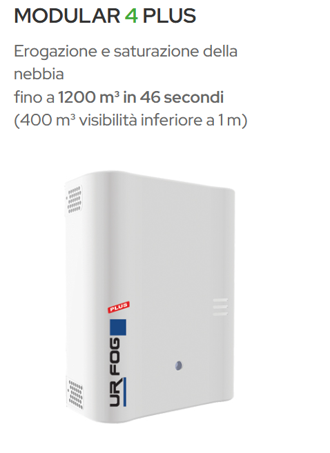 Nebbiogeno UR Fog MODULAR 4 PLUS con scheda CPLUS emissione fino a 1200 mt cubi in 46 secondi