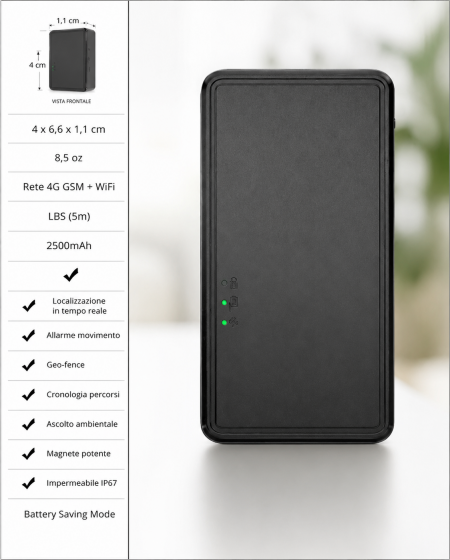 Localizzatore GPS 4G magnetico con app italiana