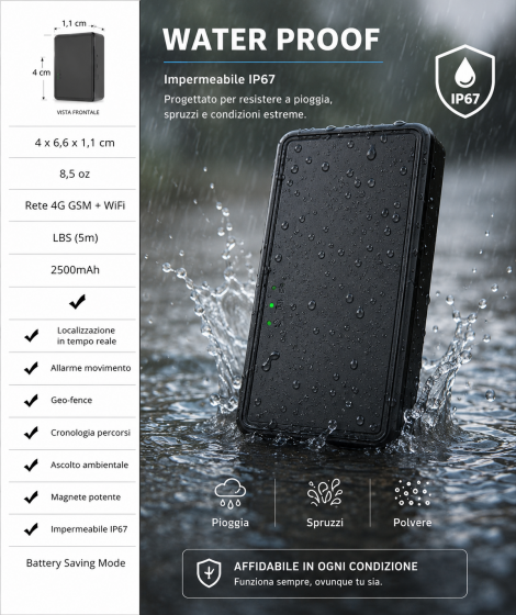 Localizzatore GPS 4G magnetico con app italiana