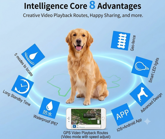 Smart GPS tracker per cani e gatti con collare