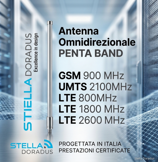 Antenna omnidirezionale penta band 800-2600 MHz