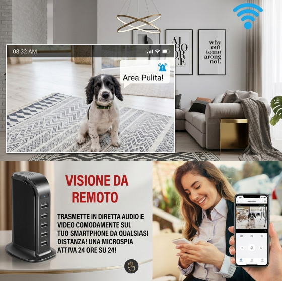Telecamera spia WiFi wireless nascosta mini professionale Full HD