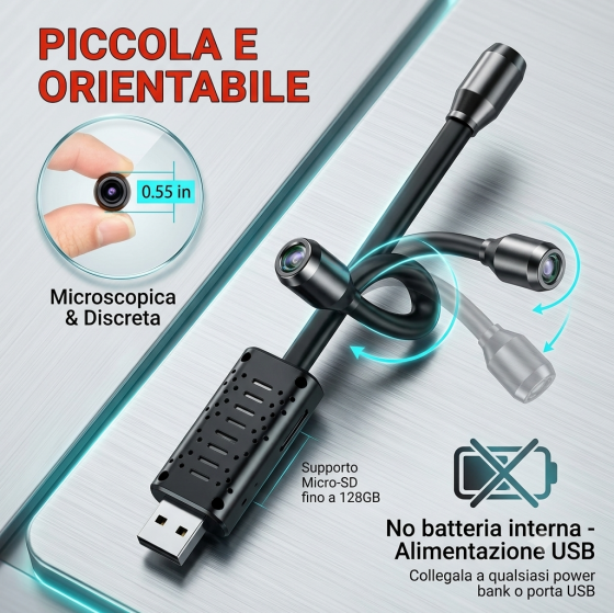 Telecamera mini spia WiFi micro camera IP nascosta HD